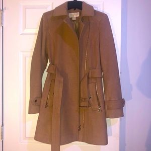 Micheal Kors Wool Blend Zip Front Coat